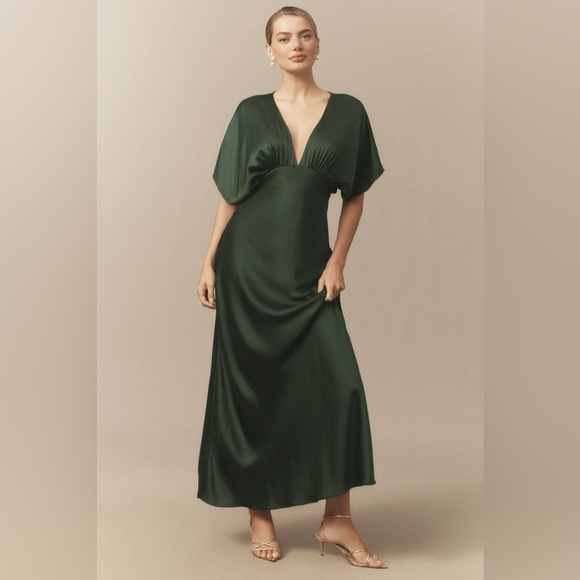 knee length dresses for ladies Amelia Long Sleeve Satin Dress Large / Mocha main image 1